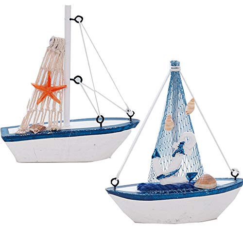 ThreeH Modelo Creativo del Barco de Vela de Modelo Creativo de Madera del Estilo mediterráneo para la decoración casera