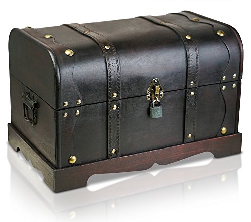 Thunderdog – Baúl de madera marrón – hecho a mano vintage con candado diferentes tamaños – el regalo ideal nuestra caja del tesoro (Columbus XL 40 x 25 x 25 cm)