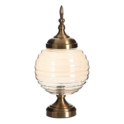 Tibor Bola de Cristal y Metal Dorado de Ø 20x41 cm - LOLAhome Tibor Bola de Cristal y Metal Dorado de Ø 20x41 cm - LOLAhome