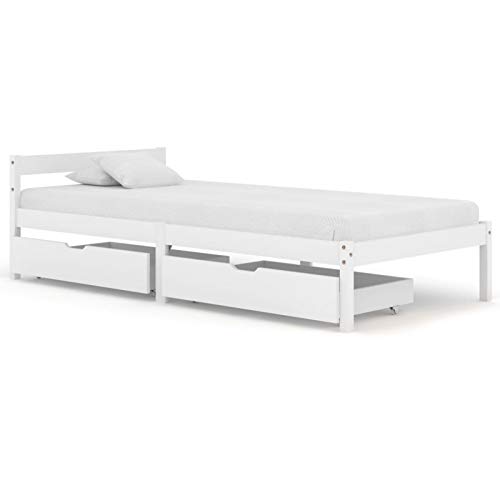 Tidyard Cama Individual Infantil con cajones Muchos Diferentes tamaños Estructura de Cama con 2 cajones Madera Pino Blanco 90x200 cm Tidyard Cama Individual Infantil con cajones Muchos Diferentes tamaños Estructura de Cama con 2 cajones Madera Pino Blanco 90x200 cm