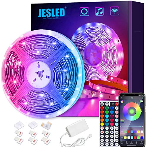 Tiras LED Wifi, JESLED 5M Tira de LED RGB Compatible con Alexa, Google Home, App, LED Tira Luz Sincronización de Música, Perfecto para Navidad, Fiesta, Decoración Doméstico para Hogar Tiras LED Wifi, JESLED 5M Tira de LED RGB Compatible con Alexa, Google Home, App, LED Tira Luz Sincronización de Música, Perfecto para Navidad, Fiesta, Decoración Doméstico para Hogar
