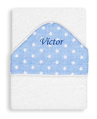 Toalla Capa de baño Bebe Personalizada con nombre bordado - Color Blanco-azul- Danielstore Toalla Capa de baño Bebe Personalizada con nombre bordado - Color Blanco-azul- Danielstore