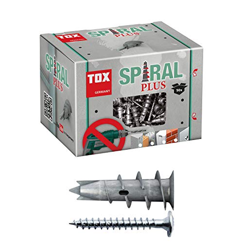 TOX Taco para cartón yeso Spiral Plus 37-2 + tornillo, 50 piezas, 068101021
