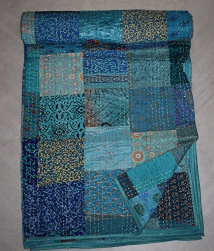 Tribal Asian Textiles Colcha de seda india Patola Kantha Vintage de algodón colcha Patchwork Gudri