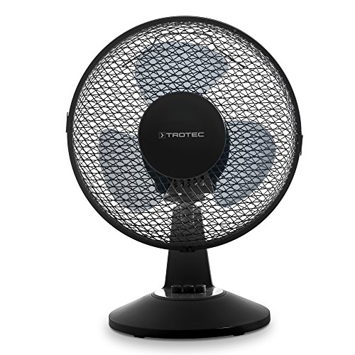 TROTEC Ventilador de Mesa TVE 11, 25 W, Oscilación Automática de 80°, 2 Velocidades de Ventilación, Base de Apoyo Estable y Antideslizante, Silencioso, Hogar, Oficina, Negro