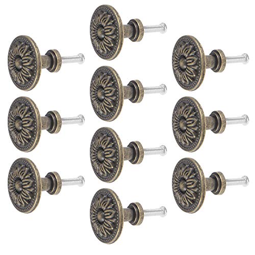 TsunNee 10 pomos de armario vintage, elegantes tallados para cajón, tiradores de armario de cocina estilo antiguo, pomos redondos de 31 mm TsunNee 10 pomos de armario vintage, elegantes tallados para cajón, tiradores de armario de cocina estilo antiguo, pomos redondos de 31 mm