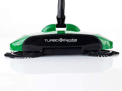 Turbo Smart Sweeper - Escoba giratoria de triple cepillo con movimiento giratorio a 360°, inalámbrica, sin corriente y sin ruido. Escoba de mano