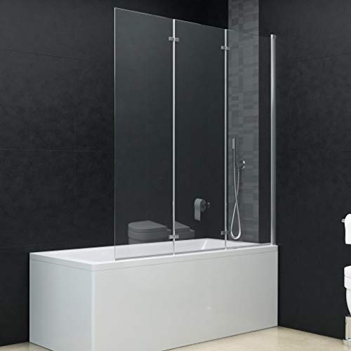 UnfadeMemory Mampara de Ducha Plegable con 3 Paneles,Contornos Cromados,Paneles Laterales de Vidrio de Seguridad de una Capa,Ancho Ajustable,130x138cm UnfadeMemory Mampara de Ducha Plegable con 3 Paneles,Contornos Cromados,Paneles Laterales de Vidrio de Seguridad de una Capa,Ancho Ajustable,130x138cm