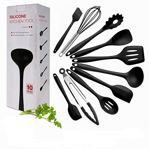 Utensilios Cocina Silicona Kit 10 Piezas Set Utensilios Cocina Accesorios del Hogar Antiadherentes Ideas para Regalos Herramientas de Cocina Resistentes al Calor Set Utensilios Originales Alta Calidad