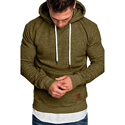 ¡Venta de liquidación! Sudadera con Capucha Hombre Hoodie Adolescentes Chico Pullover Básico Top Chandal Hombres Blusa Clásico Ropa Deportivos Casual Streetwear Yvelands(Verde F,XXXXXL)