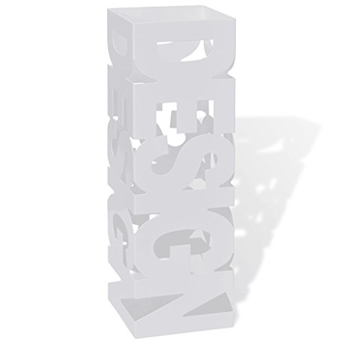 vidaXL Paragüero Cuadrado Blanco Material Acero Medidas 48.5 cm Guarda Bastones