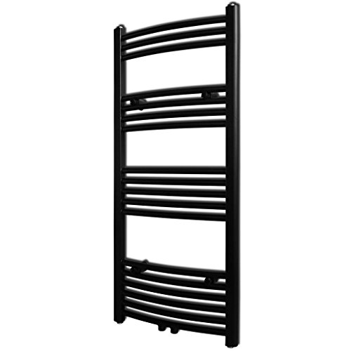 vidaXL Radiador toallero Curvo Calefactor Central de baño 500 x 1160 mm Negro vidaXL Radiador toallero Curvo Calefactor Central de baño 500 x 1160 mm Negro