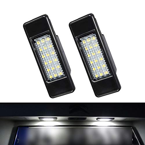 VIGORFLYRUN PARTS LTD 2pcs LED Luz de Matrícula Bombilla Licencia Número Placa Lámparas de Luz para Peu/geot 106 1007 207 307 308 3008 406 407 508 806 Ci/TROEN C2 C3 C4 C5 C6 DS3