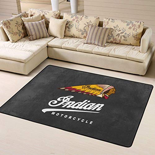 VJSDIUD 3D Indian Motorcycles Symbol Value Logo Soft Indoor Area Rug Living Room Modern Carpet Large Decorator Floor Mat for Children 63" X 48"