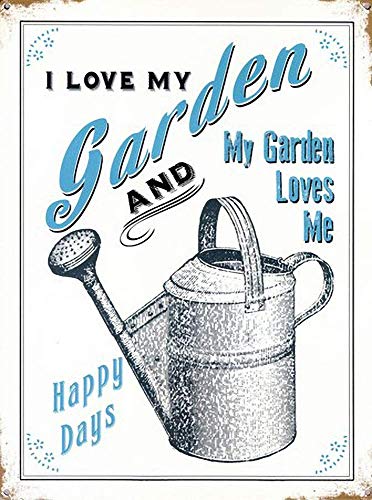 WAHAH I Love My Garden Happy Days Plaque en Métal Nouveauté Rétro Signe Décoratif - Bar Bureau Maison Chambre Salle à Manger Cuisine Cool Classiq;