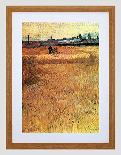 Wee Blue Coo Van Gogh Wheat Field with A View of Arles Lámina Enmarcada 12 x 16 Pulgadas