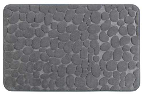 WENKO Alfombra de baño Goma de espuma con memoria Pebbles gris - Alfombrilla para bañera, antideslizante, calidad muy suave con relleno de espuma viscoelástica, Poliéster, 50 x 80 cm, Gris WENKO Alfombra de baño Goma de espuma con memoria Pebbles gris - Alfombrilla para bañera, antideslizante, calidad muy suave con relleno de espuma viscoelástica, Poliéster, 50 x 80 cm, Gris