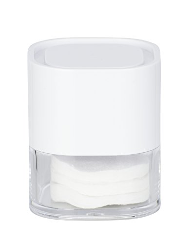 WENKO Bote universal Oria blanco - Bote para cosméticos, bote para algodón, Acrílico, 7.5 x 8.5 x 7.5 cm, Transparente