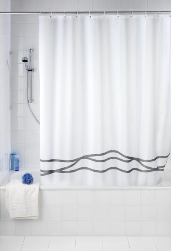 WENKO Cortina de ducha Noa antimoho - antibacterial, lavable, Poliéster, 180 x 200 cm, Blanco
