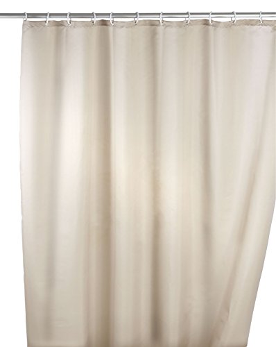 WENKO Cortina de ducha Unicolor beige antimoho - antibacterial, lavable, Poliéster, 180 x 200 cm, Beige