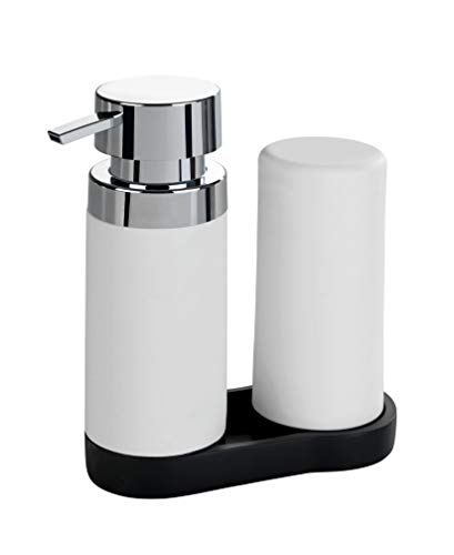 Wenko Easy Squeez-e Spülstation - Seifenspender und Spülmittelspender, Fassungsvermögen: 0,25 l, 15 x 18 x 7 cm, weiß