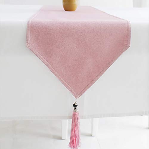 WGE Camino de Mesa Tabla De Color Rosa Corredor con La Borla Extraíble, Manteles Dresser Bufanda For La Boda Decoración (Size : 30×240cm)