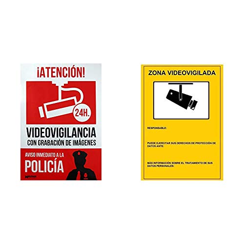WOLFPACK LINEA PROFESIONAL 15050921 Cartel Alarma Conectada Aviso A Policía, 30 x 21 cm + 0x21 cm.