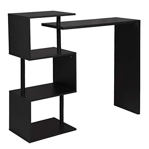 WOLTU Mesa de Bar Mesa de Bistro Mesa de Comedor con 3 Estantes, Giratorio Estructura de Metal, MDF, 134x38x112cm (WxDxH) Negro BT27sz WOLTU Mesa de Bar Mesa de Bistro Mesa de Comedor con 3 Estantes, Giratorio Estructura de Metal, MDF, 134x38x112cm (WxDxH) Negro BT27sz