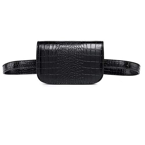 Xpccj Riñonera de piel de lujo para mujer, estilo vintage, mini negro, bolsa para el pecho, bolsa para teléfono pequeño (color: bolsa de cintura negra)