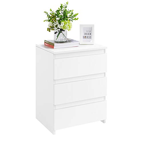 Yaheetech Mesita de Noche con 3 Cajones Blanco 45 x 35 x 60 cm de Madera Estilo Moderno Mesilla Auxiliar para Salón de Café Yaheetech Mesita de Noche con 3 Cajones Blanco 45 x 35 x 60 cm de Madera Estilo Moderno Mesilla Auxiliar para Salón de Café