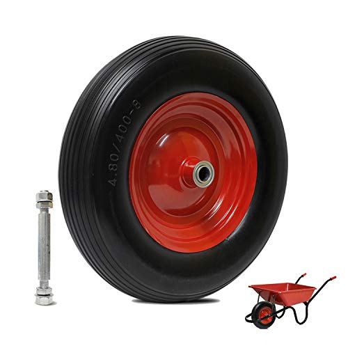 YAOBLUESEA carretilla rueda antipinchazos para neumáticos goma rueda de repuesto carretilla rueda de poliuretano 390 x 100 mm 4.00 – 8 20 mm Rueda de poliuretano Max 200 kg