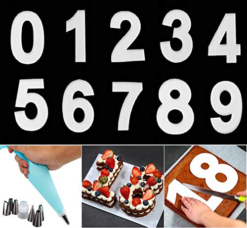 YFWUQI Molde Para Tarta Números 0-9 con Reutilizables Boquillas y Manga Pastelera, Number Cake Mold Para Cumpleaños, Bodas, Aniversario, Crema, Ddecoración, Pastel de Frutas
