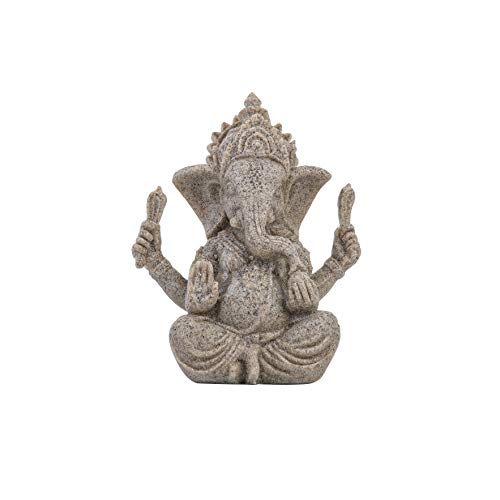 YODOOLTLY Estatua de Ganesha - Estatua de piedra arenisca de elefante, Dios Fengshui, escultura de Buda hecha a mano, ideal como regalo para decoración del hogar