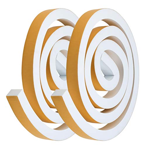 YOTINO 2 rollos de cinta adhesiva de espuma para juntas de 25 x 20 mm, tira autoadhesiva para sellar puertas y ventanas (blanco)