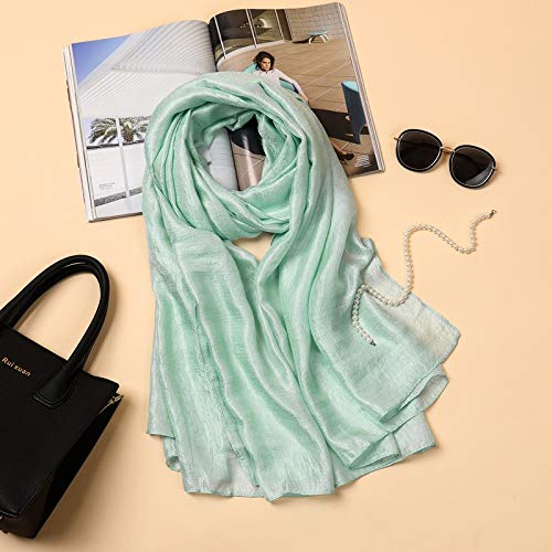 YUANMEI Pañuelo De Seda para Mujer De Color Puro, Pañuelo De Lino, Pañuelo De Seda, Toalla De Playa con Protección Solar Junto Al Mar , 23# Macaron Verde , 180 Cm YUANMEI Pañuelo De Seda para Mujer De Color Puro, Pañuelo De Lino, Pañuelo De Seda, Toalla De Playa con Protección Solar Junto Al Mar , 23# Macaron Verde , 180 Cm