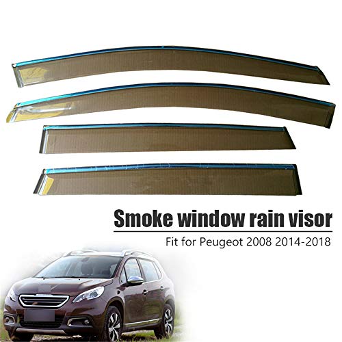 ZHAOHAOSC 4Pcs / 1Set Smoke Window Rain Visor, para Peugeot 2008 2014 2015 2016 2017 2018 ABS Toldos Refugios Accesorios de Guardia