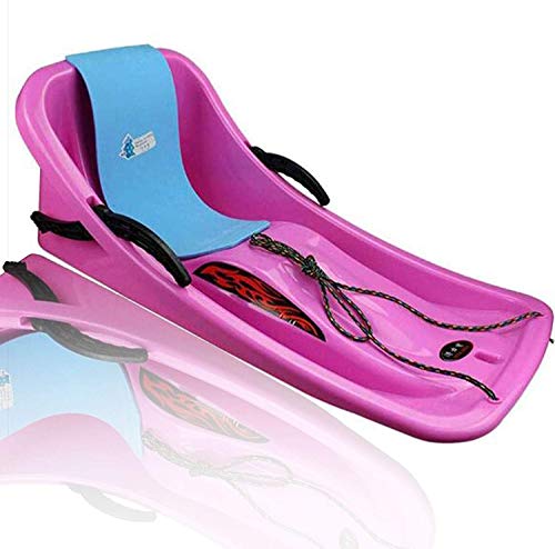 ZQQYP Equipo de esquí de Invierno Nieve Trineo plástico tobogán cómodo Respaldo con Frenos y Cojines Tableros de Arena para niños al Aire Libre,Rosado