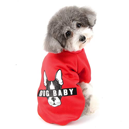 Zunea Ropa de Invierno para Perros Pequeños Cálido Abrigo Jersey Suéter de Algodón Acolchado para Cachorros Mascotas Chihuahua Yorkshire Gatos Sudadera para Clima Frío Rojo M