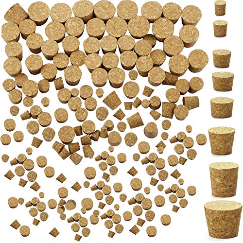 120 Piezas Tapones Corcho Cónicos Tapón de Botella Vino de Madera Tapones Corcho Cónicos de Botellas Corchos de Vino de Madera Blanda Natural Corchos Reemplazo Manualidades, 8 Tamaños