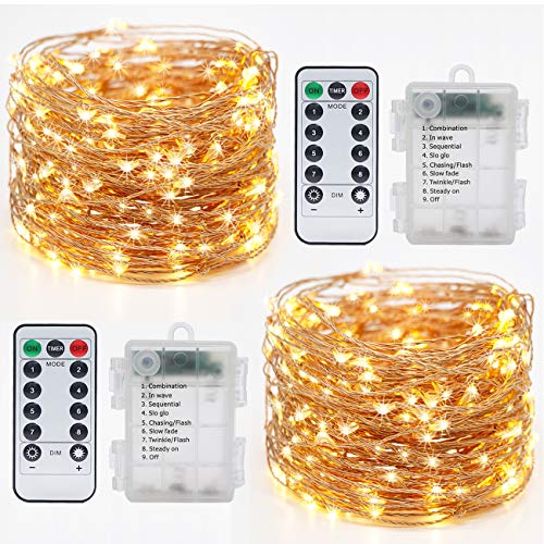 2 Pack Guirnalda Luces, Hepside Luces LED Decoracion 12M 120 LED Guirnalda Luces Pilas 8 Modos Impermeable Luces LED Cadena Micro con Función de Temporizador para Decoración Bodas Fiesta de Navidad 2 Pack Guirnalda Luces, Hepside Luces LED Decoracion 12M 120 LED Guirnalda Luces Pilas 8 Modos Impermeable Luces LED Cadena Micro con Función de Temporizador para Decoración Bodas Fiesta de Navidad