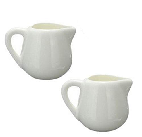 2 Pcs 50 ml/150 ml jarra de leche de cerámica color blanco cocina verter café crema taza de salsa con mango por +ing, Blanco, small