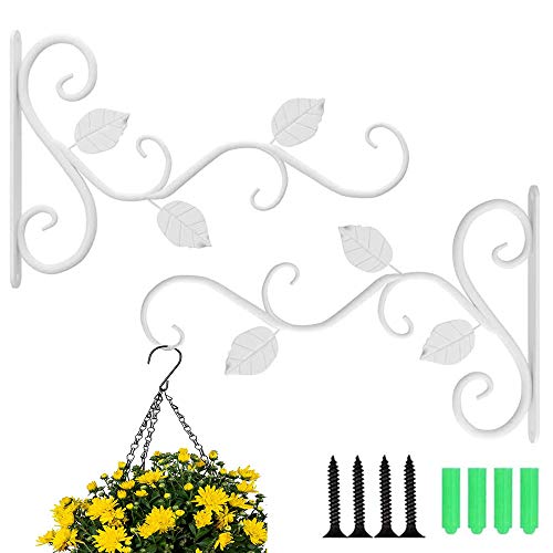 2 Piezas Gancho para Plantas, Soporte de Pared Para Plantas, Al Aire Libre Colgando Arte de Hierro Forma de Hoja Soporte para Cesta Colgante para Comederos de Pájaros de Jardín, Linterna (Blanco) 2 Piezas Gancho para Plantas, Soporte de Pared Para Plantas, Al Aire Libre Colgando Arte de Hierro Forma de Hoja Soporte para Cesta Colgante para Comederos de Pájaros de Jardín, Linterna (Blanco)