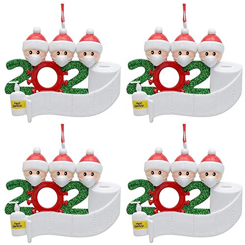 4 piezas de adornos para árboles de Navidad familiares 2020, decoraciones navideñas personalizadas, nombre personalizado de bricolaje, recuerdo 2020 para la víspera de Navidad, regalo familiar de Navi