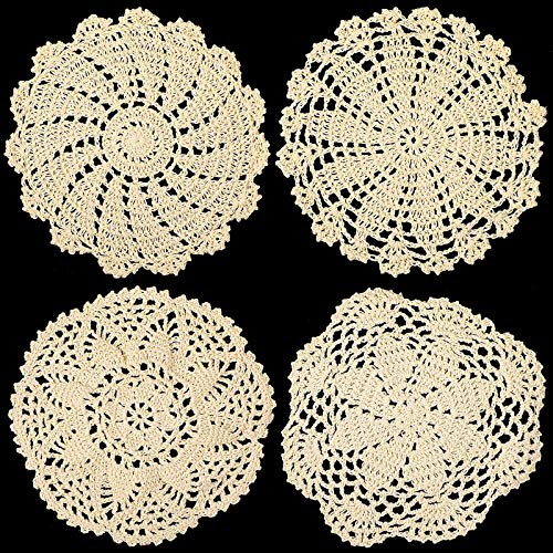 4 Piezas Tapetes de Encaje de Algodón Mantel Redondo de Encaje de Ganchillo Posavasos de Encaje Hechos a Mano Tapetes de Ganchillo Vintage para Cocina Fiesta Boda Vajilla 7 Pulgadas (Beige) 4 Piezas Tapetes de Encaje de Algodón Mantel Redondo de Encaje de Ganchillo Posavasos de Encaje Hechos a Mano Tapetes de Ganchillo Vintage para Cocina Fiesta Boda Vajilla 7 Pulgadas (Beige)