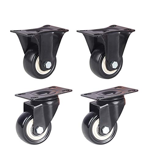 4 Ruedas para Muebles Con Placa de Montaje,2 ruedas fijas y 2 ruedas giratorias,1.5 inch/40mm,2.0 inch/50mm,Peso de carga 160 kg / 200 kg,Poliuretano, negro(1.5 inch) 4 Ruedas para Muebles Con Placa de Montaje,2 ruedas fijas y 2 ruedas giratorias,1.5 inch/40mm,2.0 inch/50mm,Peso de carga 160 kg / 200 kg,Poliuretano, negro(1.5 inch)