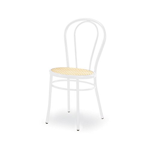 4 sillas Bistrot tipo Thonet de metal pintado blanco asiento de plástico tipo paja de vienna - Estructura de acero tubo de 25 mm de diámetro