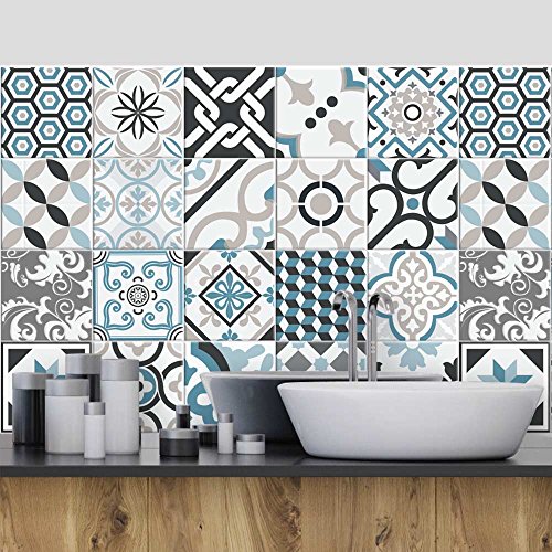 54 (Piezas) Adhesivo para Azulejos 10x10 cm - PS00054 - Oslo - Adhesivo Decorativo para Azulejos para baño y Cocina - Stickers Azulejos - Collage de Azulejos