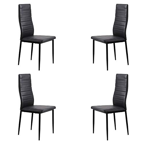Adec - Niza, Pack de 4 sillas de Comedor, Salón o Cocina, Acabado en Simil Piel Negro, Medidas: 44 cm (Ancho) x 43 cm (Fondo) x 98 cm (Alto)