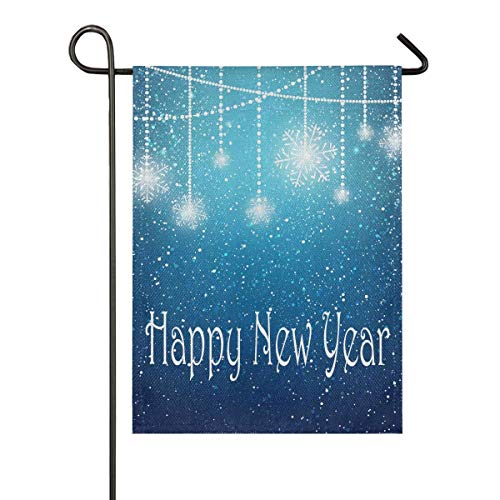 AEMAPE Copos de Nieve Brillantes Feliz año Nuevo Bandera de jardín de Temporada Banderas de Patio de Vacaciones al Aire Libre AEMAPE Copos de Nieve Brillantes Feliz año Nuevo Bandera de jardín de Temporada Banderas de Patio de Vacaciones al Aire Libre
