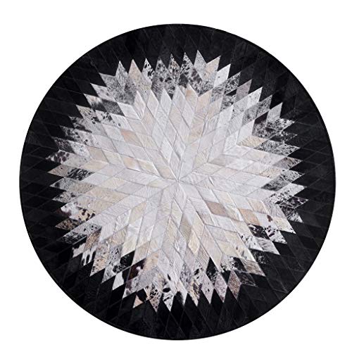Alfombra Redonda Moderna de Piel de Vaca Borde Negro Piel de Vaca Patchwork - Sala de Estar de diseñador Alfombra de Cuero Real Sala de Estudio Oficina Almohadilla Antideslizante Corredor Alfombra Redonda Moderna de Piel de Vaca Borde Negro Piel de Vaca Patchwork - Sala de Estar de diseñador Alfombra de Cuero Real Sala de Estudio Oficina Almohadilla Antideslizante Corredor